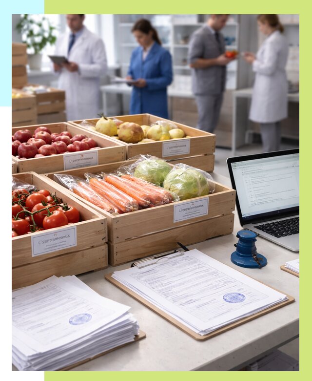 Сертификация овощей и фруктов в Выборге от 8688 р. | Алешин-Вбр