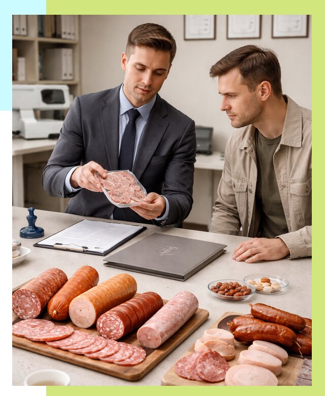 Сертификация колбасных изделий в Выборге от 7666 р. | Алешин-Вбр